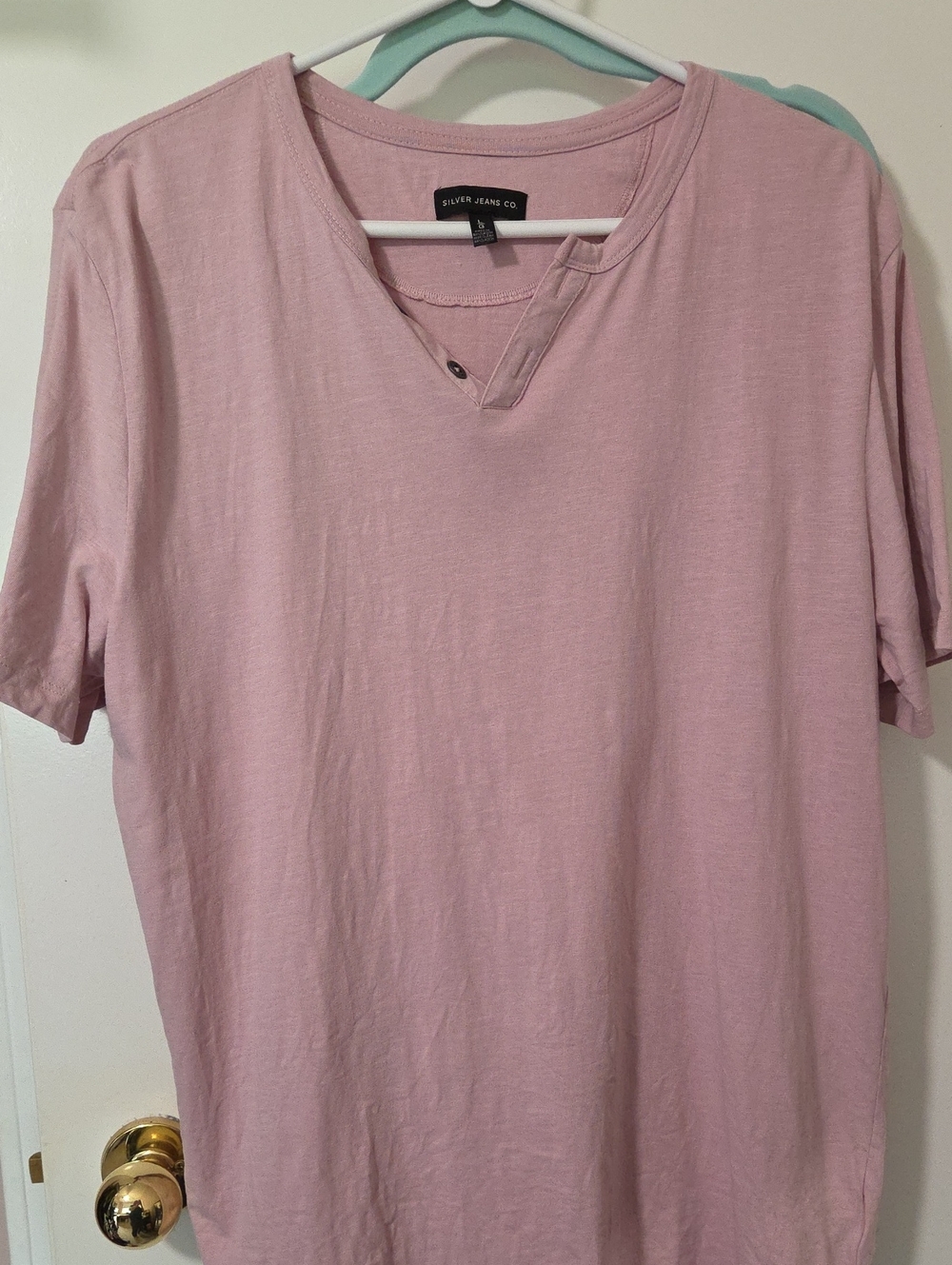 Silver Jeans Men’s Light Pink Short-Sleeve Henley Tee